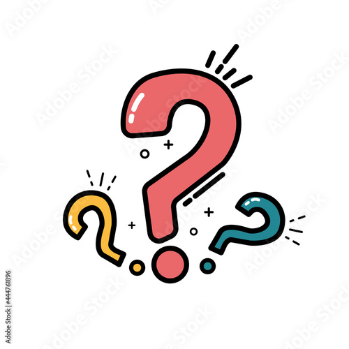 Question bubbles line icon, Ask help sign, Faq questionnaire symbol Line style question bubbles icon. Line art concept vector illustration