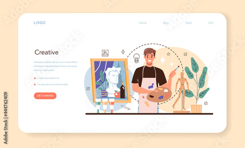 Artist web banner or landing page. Professional illustrator