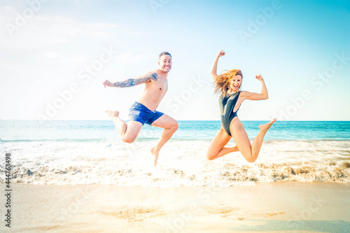 Happy young couple at the sea vacations