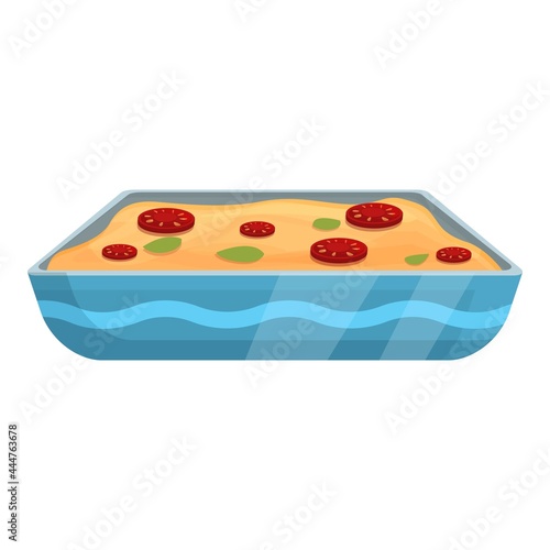 Stove lasagna icon cartoon vector. Lasagne illustration. Italian dish pasta