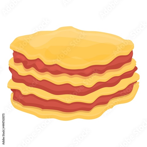 Fresh lasagna icon cartoon vector. Dry lasagne food. Italian dish