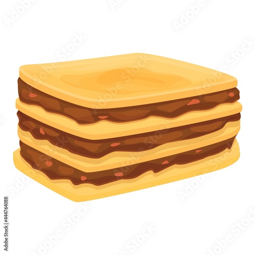 Bolognese lasagna icon cartoon vector. Lasagne pasta. Meat dish