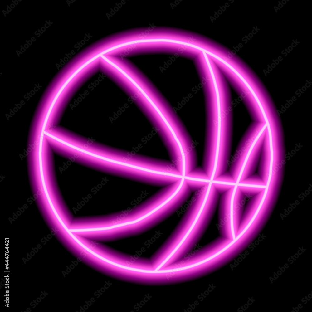 Neon pink form of basketball on a black background Neon pink form of basketball on a black background