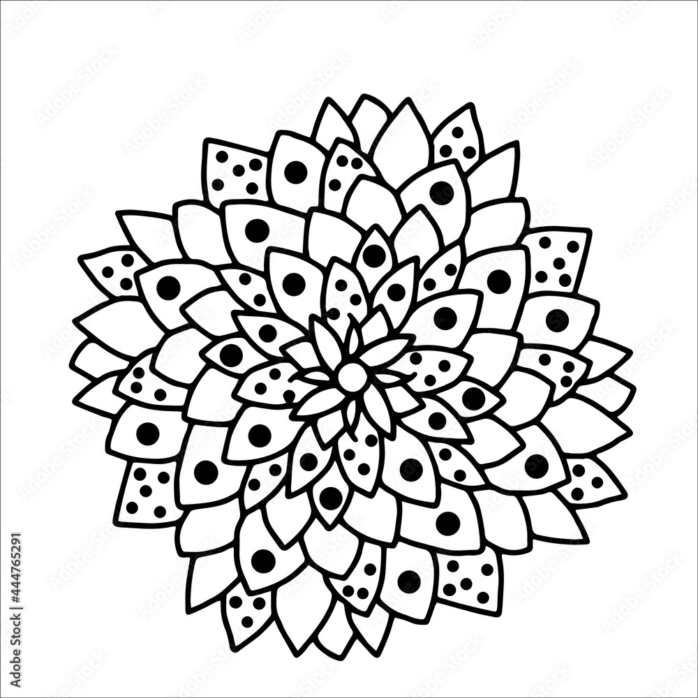 flower. mandala. Outline illustration. line drawing. circuit. Spring