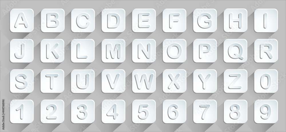 alphabet and numbers vector white button icon set alphabet and numbers vector white button icon set