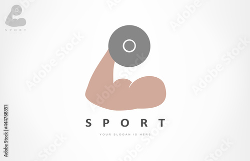 hand with a barbell logo