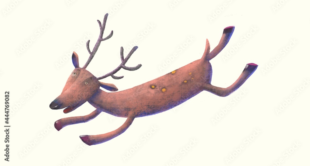 Obraz premium Deer character design, 3d illustration, animal isolated on white background, hand drawn cartoon