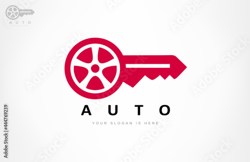 Car key logo vector. Tire and key design.