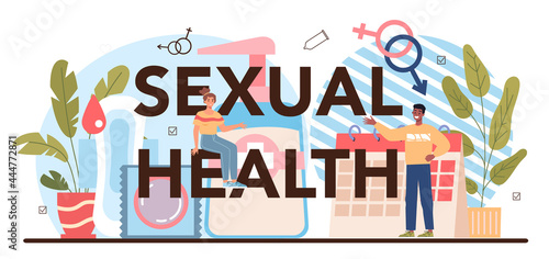 Sexual health typographic header. Sexual education lesson for young people