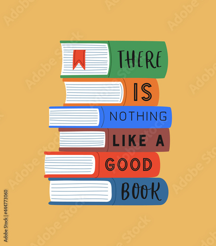 Good book pile cartoon typography poster design