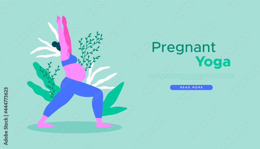 Pregnant Yoga plant leaf web template cartoon Pregnant Yoga plant leaf web template cartoon