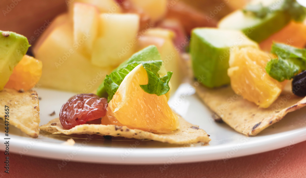 Homemade of Canape fruit mixed with bread, Homemade of Canape fruit mixed with bread,