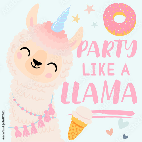 Hand drawing llama illustration vector. Funny llama or cute alpaca quote, happy mexican alpaca vector illustration set. Collection of adorable fluffy domestic South American or Andean animals.