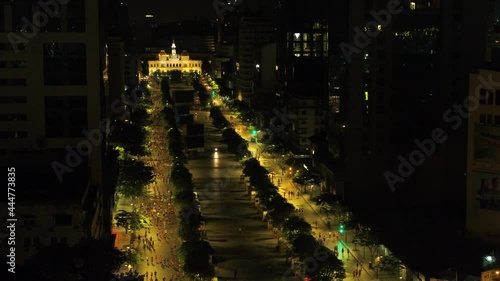 Aerial view of Nguyen Hue walking street in District 1, Ho Chi Minh City, Vietnam in November 2018