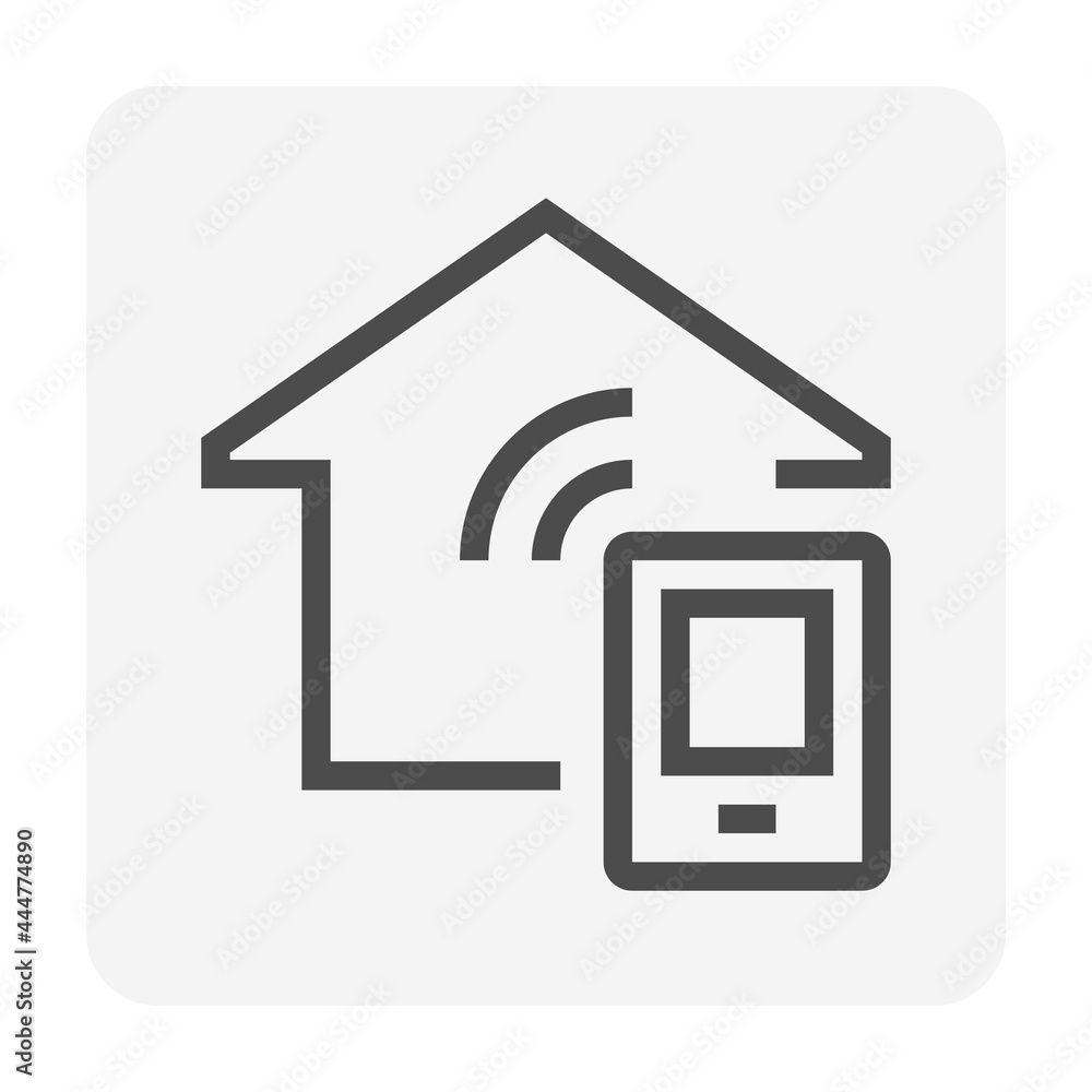 Smart home or home automation vector icon. Include mobile phone or smartphone. That device or remote to control system, electricity i.e. thermostat, temperature, energy, light and security. 48x48 px.
Smart home or home automation vector icon. Include mobile phone or smartphone. That device or remote to control system, electricity i.e. thermostat, temperature, energy, light and security. 48x48 px.