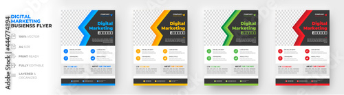 Corporate business flyer template design set with blue  yellow  red and green color. digital marketing agency flyer  business marketing flyer set  grow your business digital marketing new flyer.