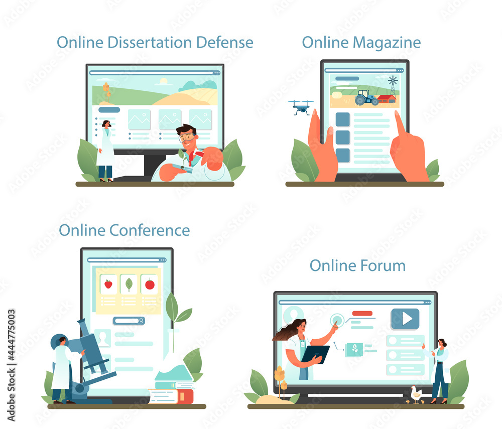 Argonomist online service or platform set. Scientist making agriculture research Argonomist online service or platform set. Scientist making agriculture research