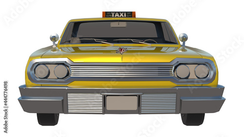 Vintage Taxi 1- Front white background 3D Rendering Ilustracion 3D