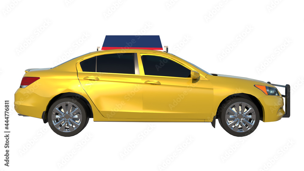 Taxi 1- Lateral view  white background 3D Rendering Ilustracion 3D