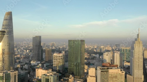 Aerial view of District 1, the central urban district of Ho Chi Minh City, the largest city in Vietnam