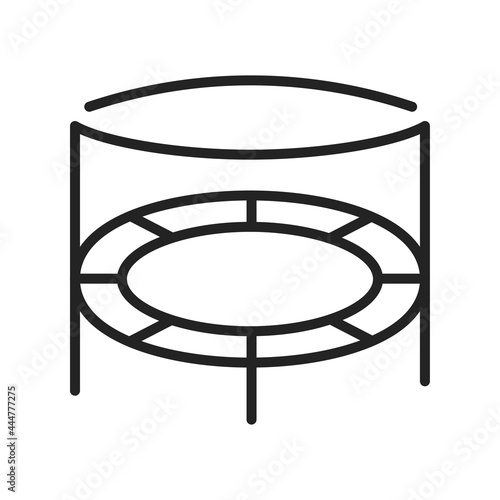 Linear trampoline icon vector illustration jumping equipment for recreation or athletic exercising