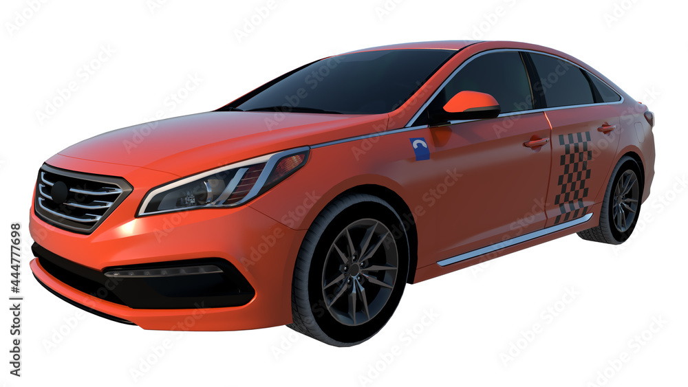 Orange car taxi 1- Perspective F view white background 3D Rendering Ilustracion 3D Orange car taxi 1- Perspective F view white background 3D Rendering Ilustracion 3D