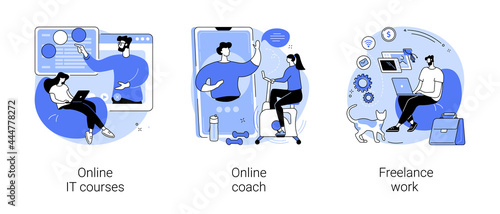 Freelancer job abstract concept vector illustrations.