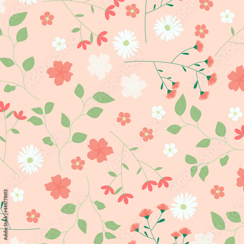 Hand drawn abstract floral pattern background. Vector. © Threecorint