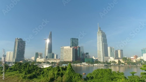 Aerial view of District 1, the central urban district of Ho Chi Minh City, the largest city in Vietnam