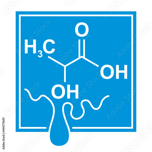 Lactic Acid icon with formula and milk drops photo