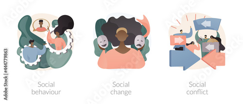 Social activity abstract concept vector illustrations.