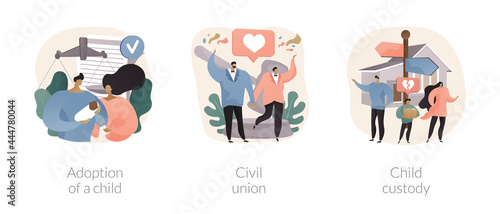 Family law abstract concept vector illustrations.