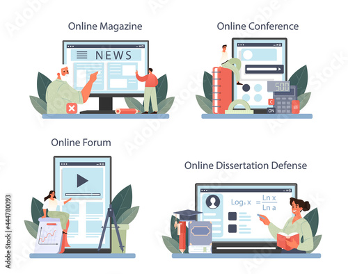Mathematician online service or platform set. Mathematician seek