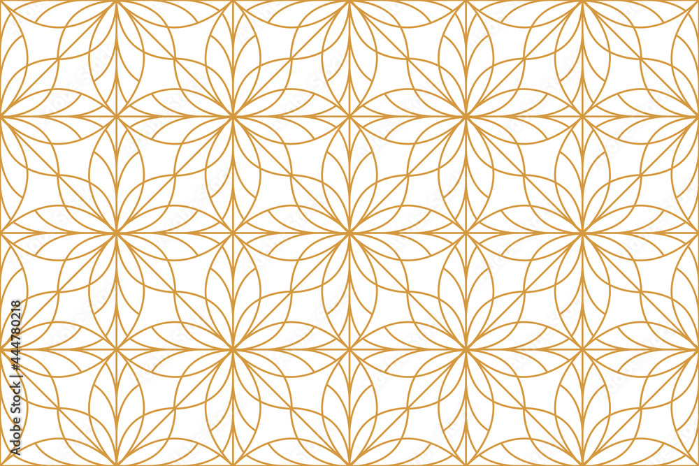 Flower geometric pattern. Seamless vector background. White and gold ornament Flower geometric pattern. Seamless vector background. White and gold ornament