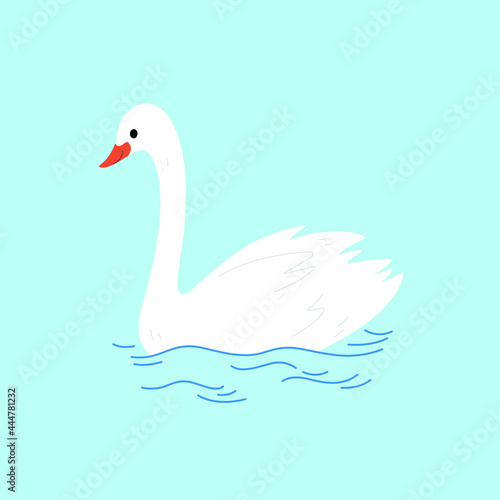 Fototapeta Naklejka Na Ścianę i Meble -  Cute swan - cartoon bird character. Vector illustration in flat style.