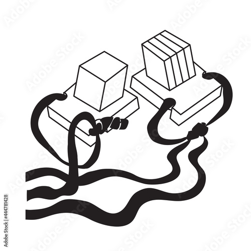 sketch, two boxes of tefillin, coloring, isolated object on white background, vector illustration,