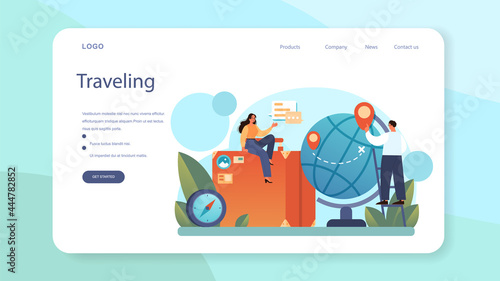 Tourism expert web banner or landing page. Travel agent selling tour,