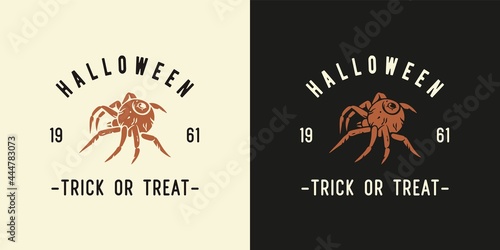 Halloween spider for t-shirt halloween print. Horror insect for spiderweb design. Spooky poisonous web tarantula for dark halloween party