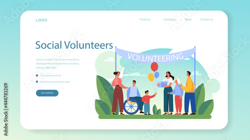 Volunteer web banner or landing page. Charity community support