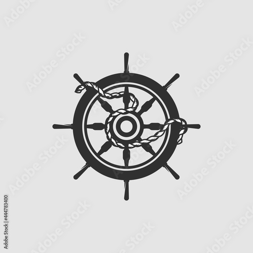 ship wheel icon vector logo template, rudder icon