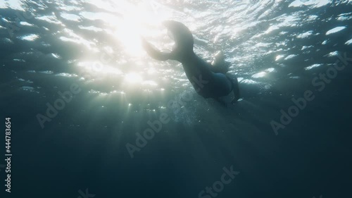 Sirena che nuota in fondo all'oceano photo