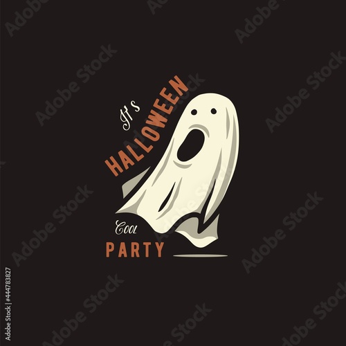 Halloween horror spirit for halloween print. Fear evil ghost or spectre for t-shirt halloween design. Spooky phantom for dark haunted halloween party