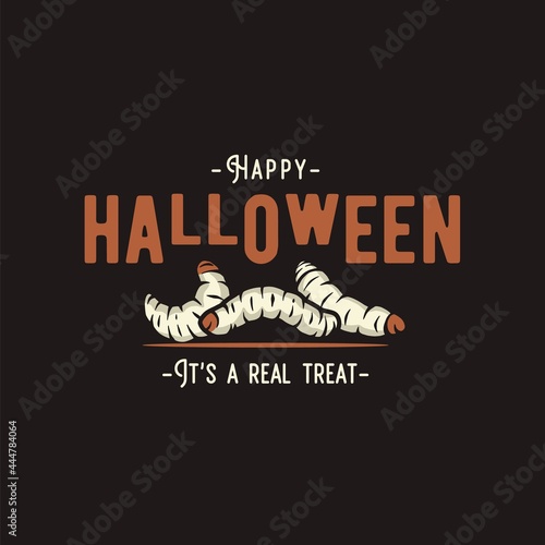Maggot or nasty grub, worm for halloween print. Disgusting caterpillar for t-shirt halloween design. Spooky larvae for dark halloween party
