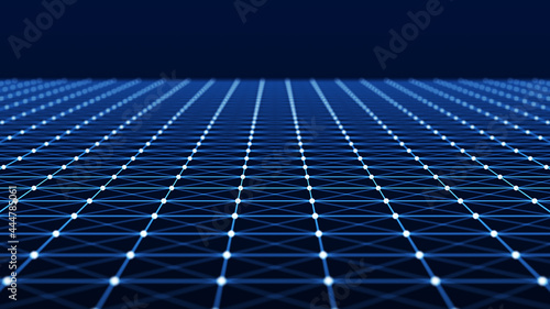 Network connection points and lines. Abstract background with dynamic wave. Plexus. 3D rendering of a large data background.