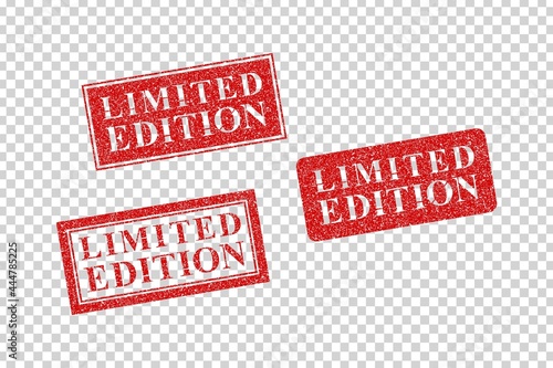 Vector set of realistic isolated rubber stamp of Limited Edition logo for template decoration and layout covering on the transparent background.