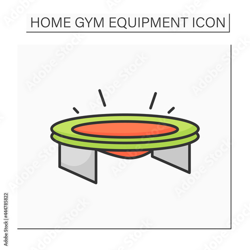 Bounce trampoline color icon. Mini jumping setup. Concept of children entertainment, home acrobatics equipment and sport activity joy. Isolated vector illustration