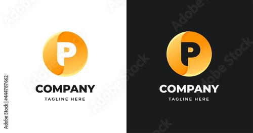 Letter P logo design template with circle shape style