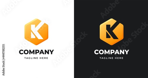 Letter K logo design template with geometric shape style