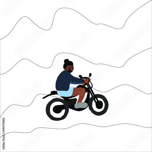 Man riding motobike, extreme sport racing, Sport background with active man riding motobike ready for internet banners, social media banners, headers of websites, vector illustration