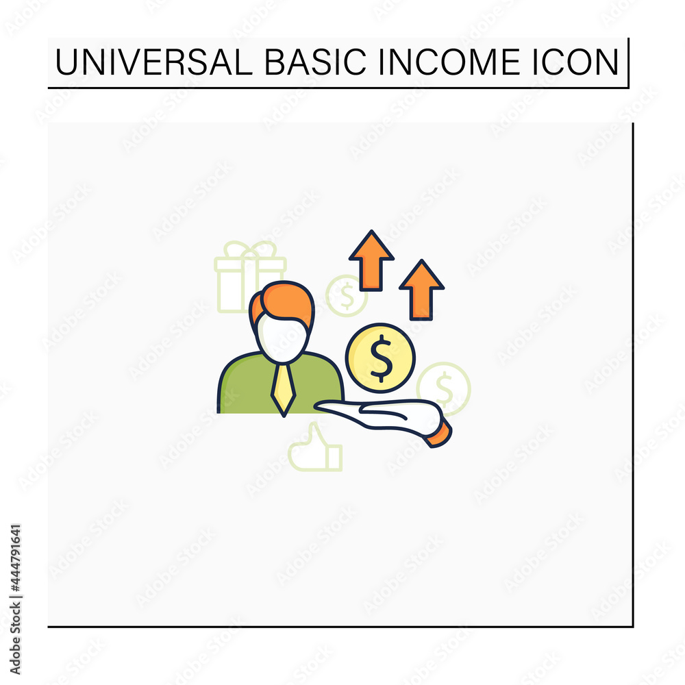 New investors color icon. Creating new investors generation. High quality worker. Profitable business. Universal basic income concept. Isolated vector illustration